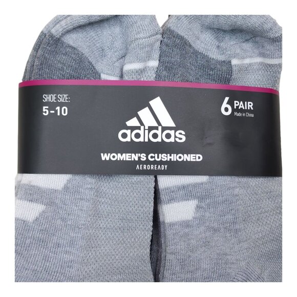 Adidas Womens Cushioned AeroReady Ankle Socks 6 Pair Shoe Size 5-10 Gray - Picture 5 of 8